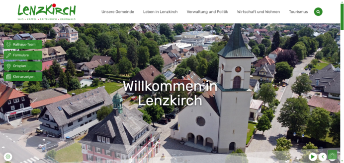 Startseite von der Homepage